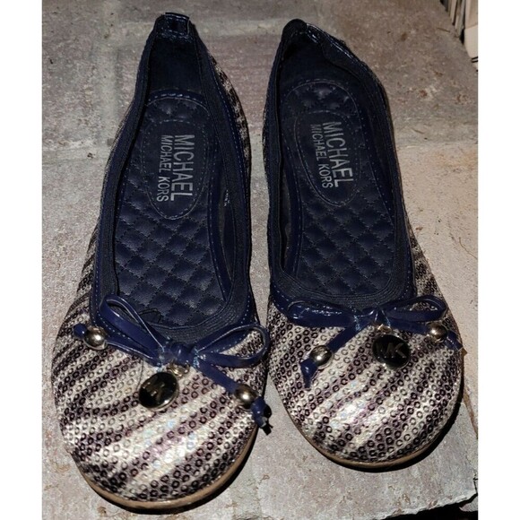 2 for $20  Michael Kors Kids Kory Flats Sequin Zebra Size 3 - Picture 2 of 7